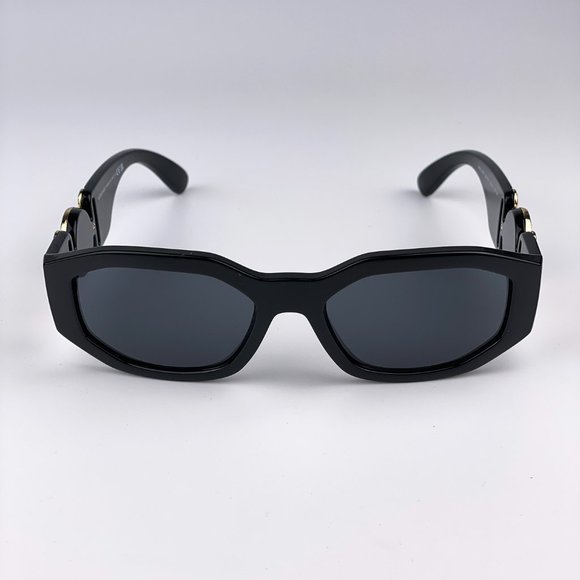 🔥 Versace VE4361 GB1/87 Sunglasses Black Gold Logo Unisex - Picture 5 of 12